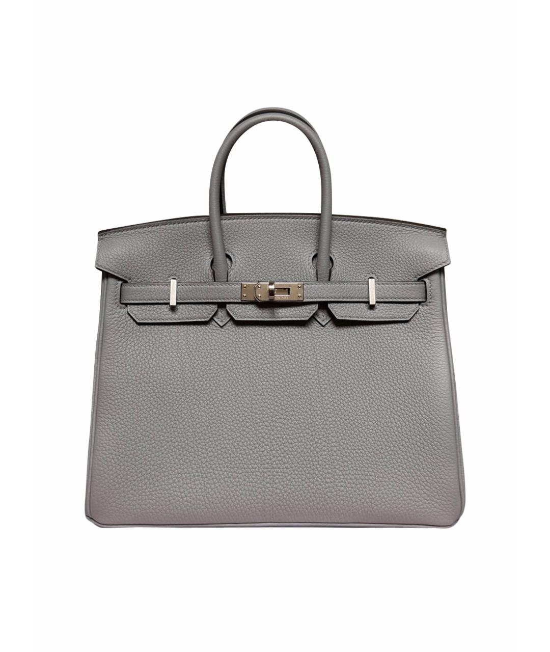 HERMES Серая кожаная сумка с короткими ручками, фото 1