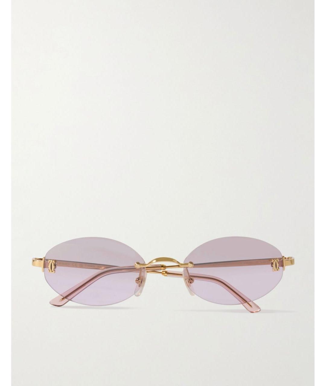 CARTIER Розовые металлические солнцезащитные очки, фото 7
