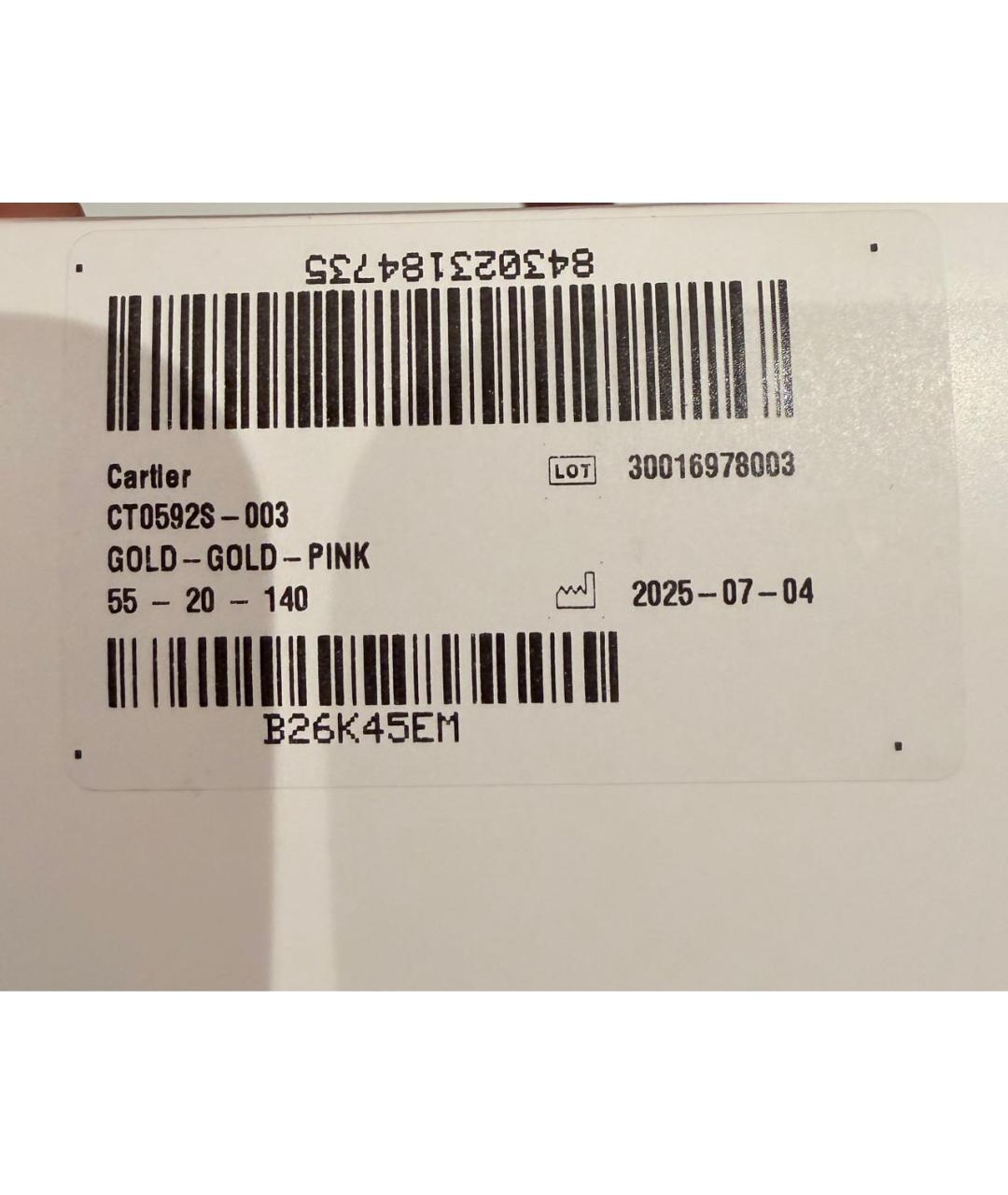 CARTIER Розовые металлические солнцезащитные очки, фото 6