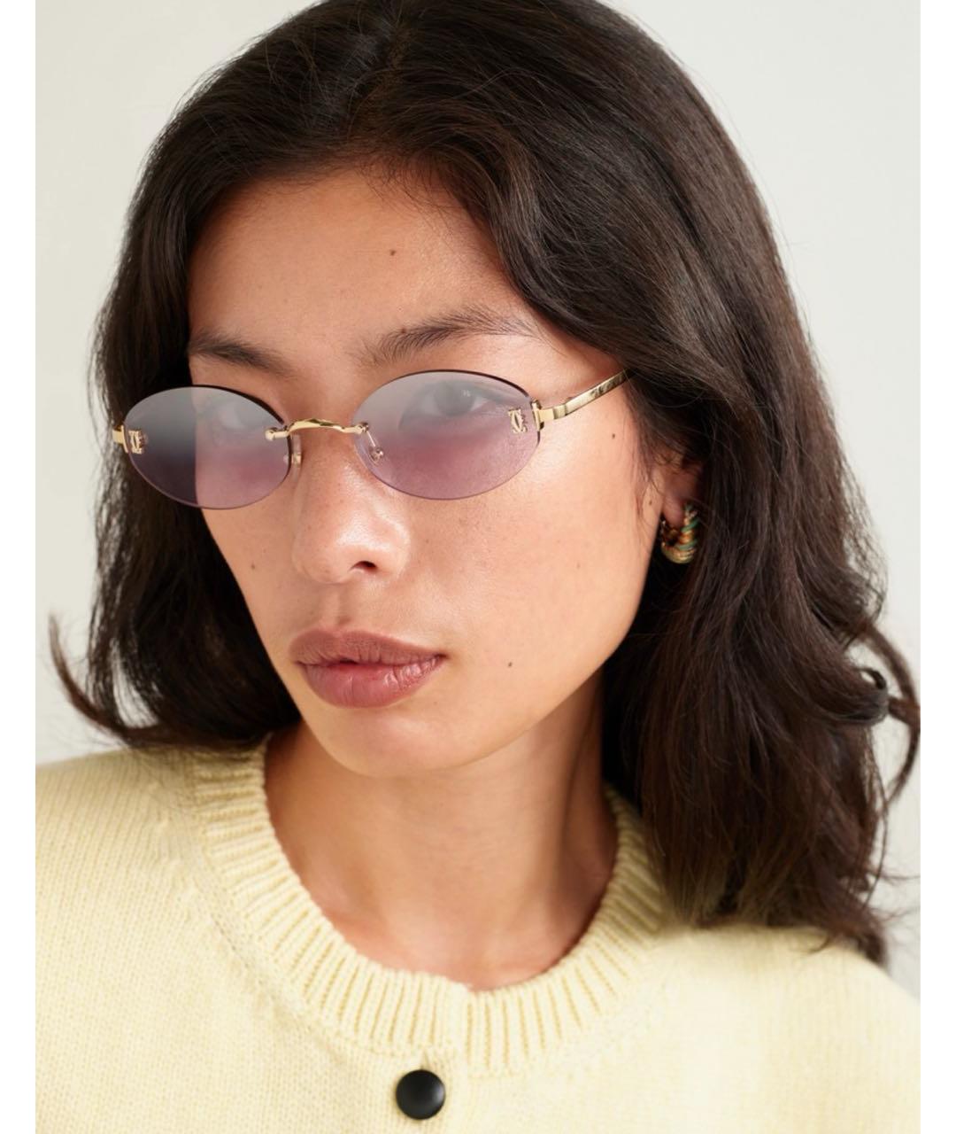 CARTIER Розовые металлические солнцезащитные очки, фото 5