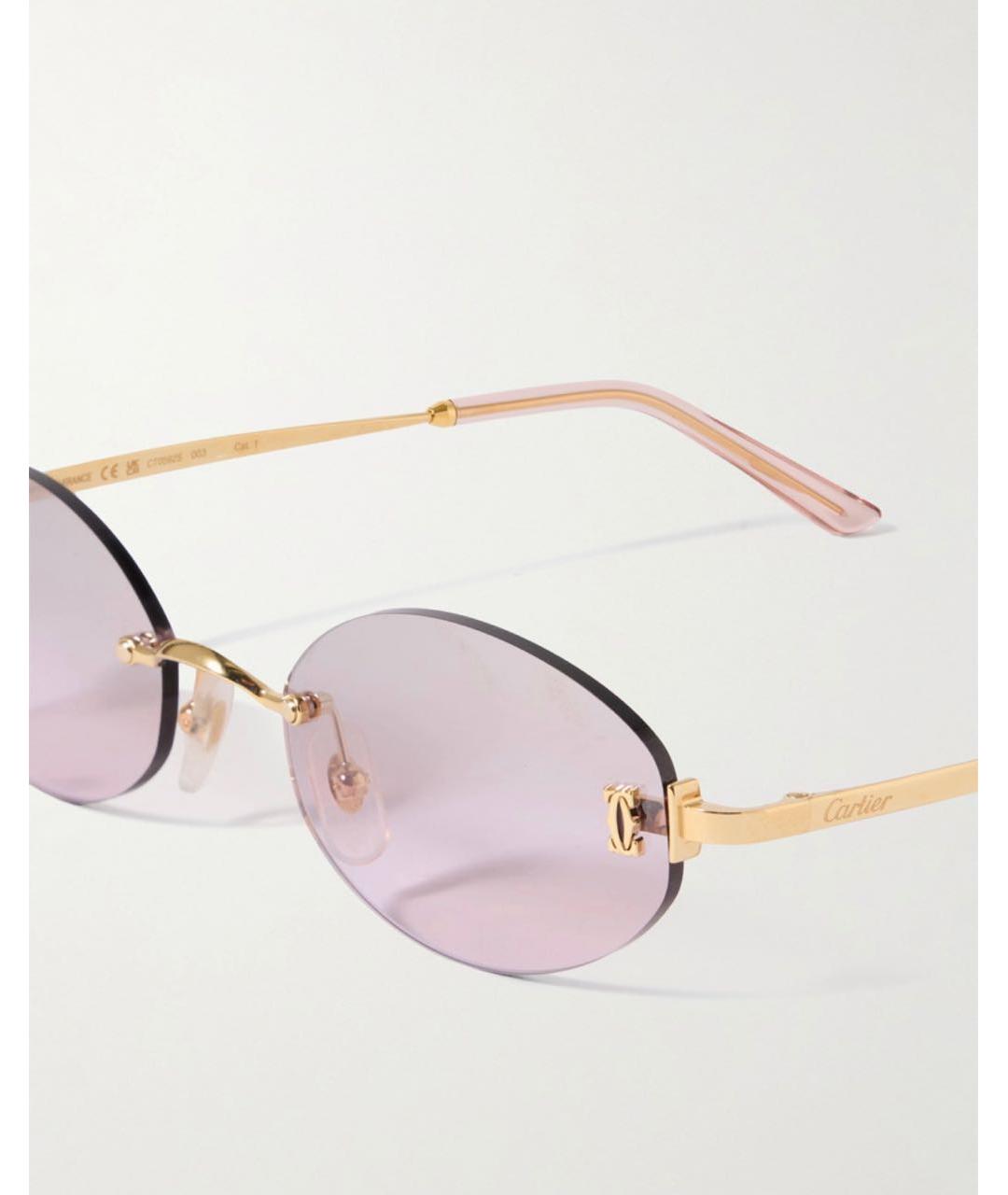 CARTIER Розовые металлические солнцезащитные очки, фото 3