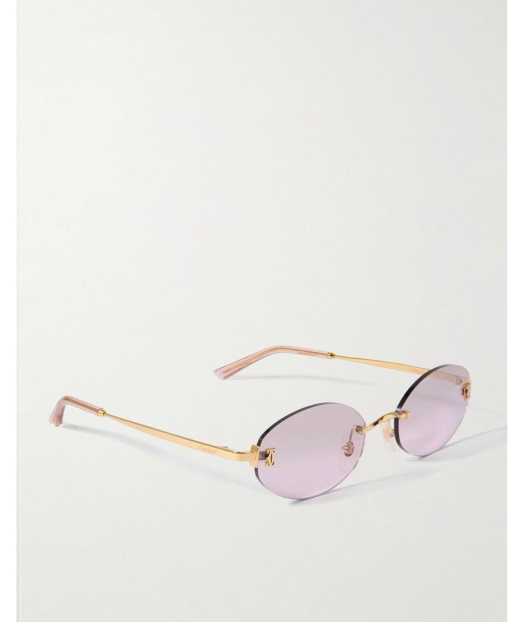 CARTIER Розовые металлические солнцезащитные очки, фото 2