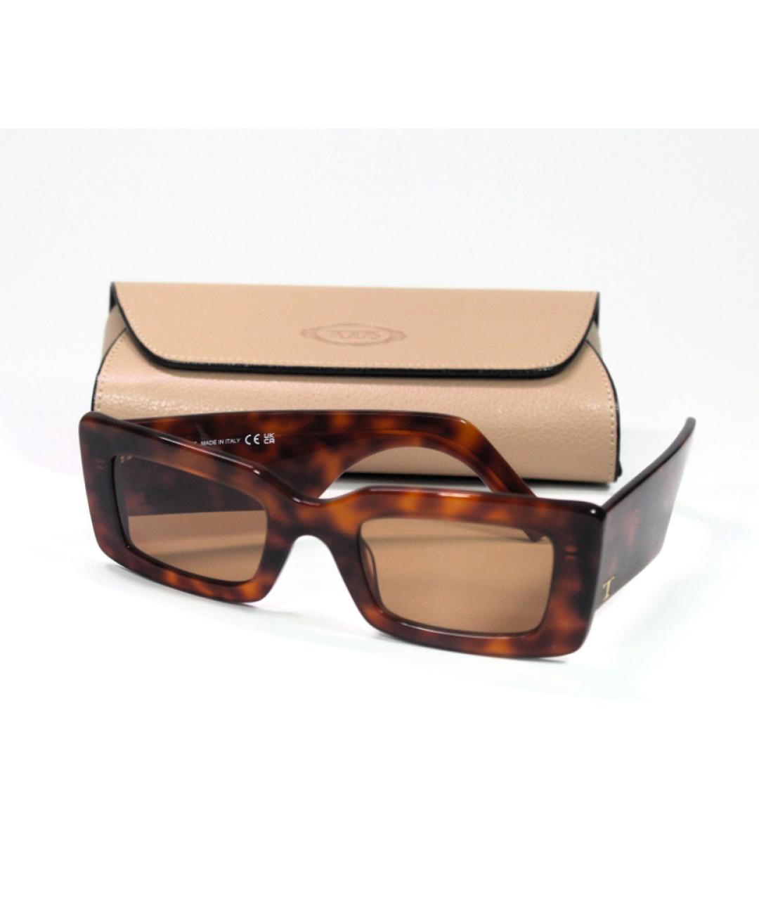 TOD'S Коричневые пластиковые солнцезащитные очки, фото 3
