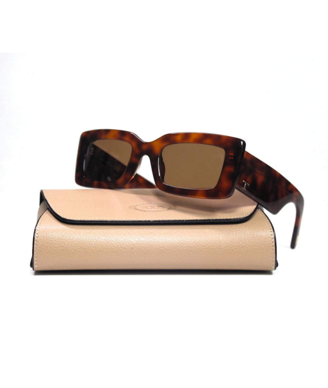 TOD'S Коричневые пластиковые солнцезащитные очки, фото 4