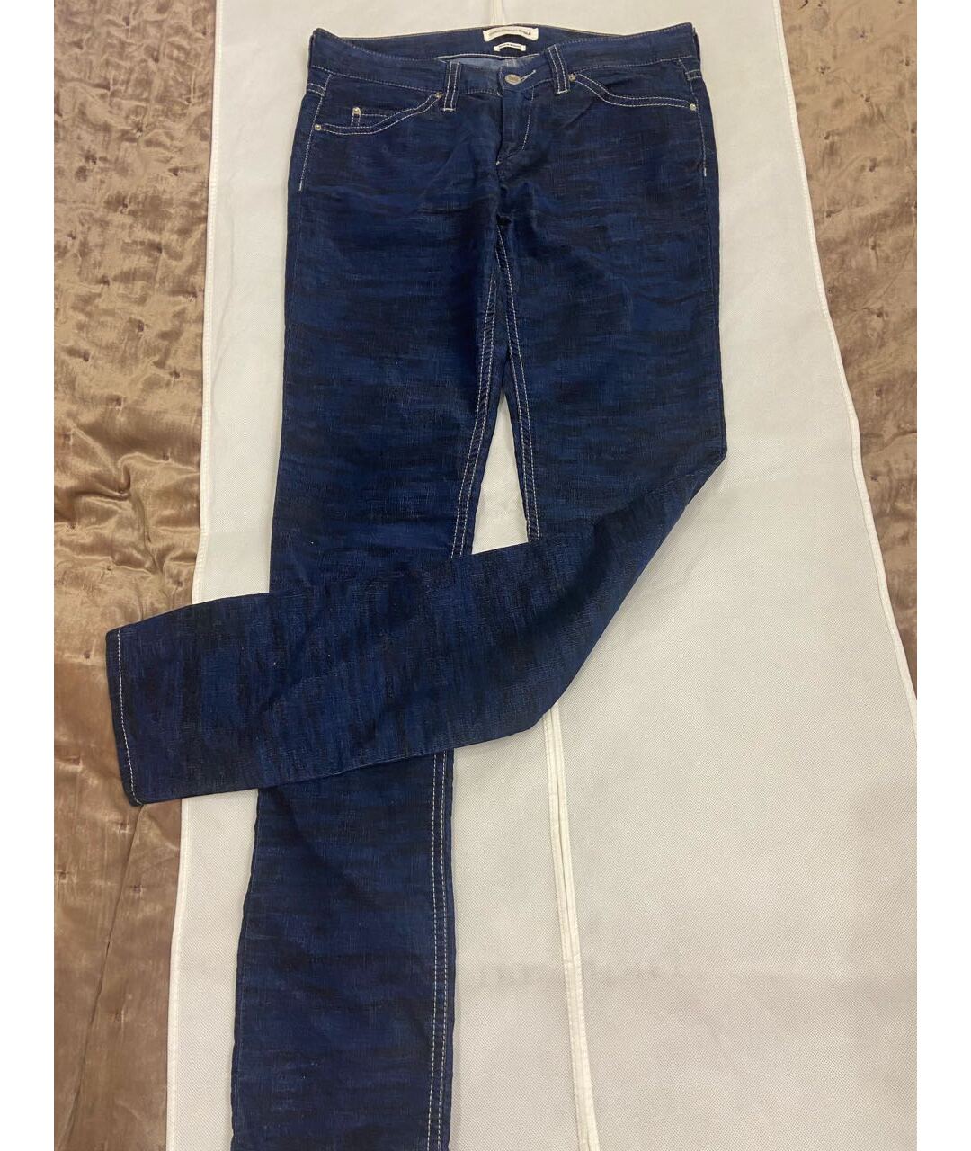 ISABEL MARANT ETOILE Темно-синие хлопко-полиэстеровые джинсы слим, фото 3