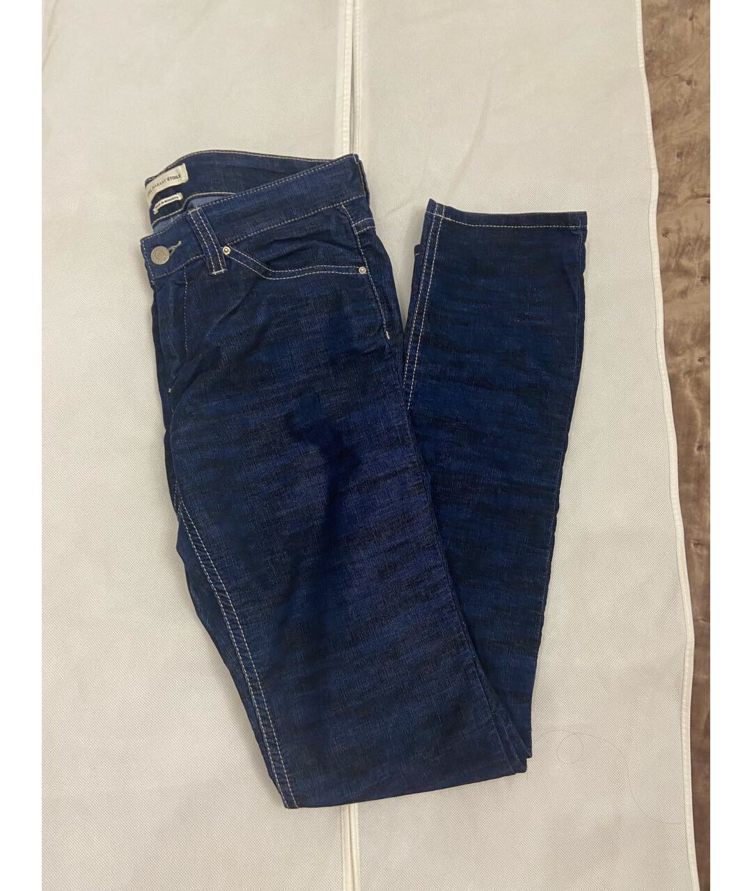ISABEL MARANT ETOILE Темно-синие хлопко-полиэстеровые джинсы слим, фото 5