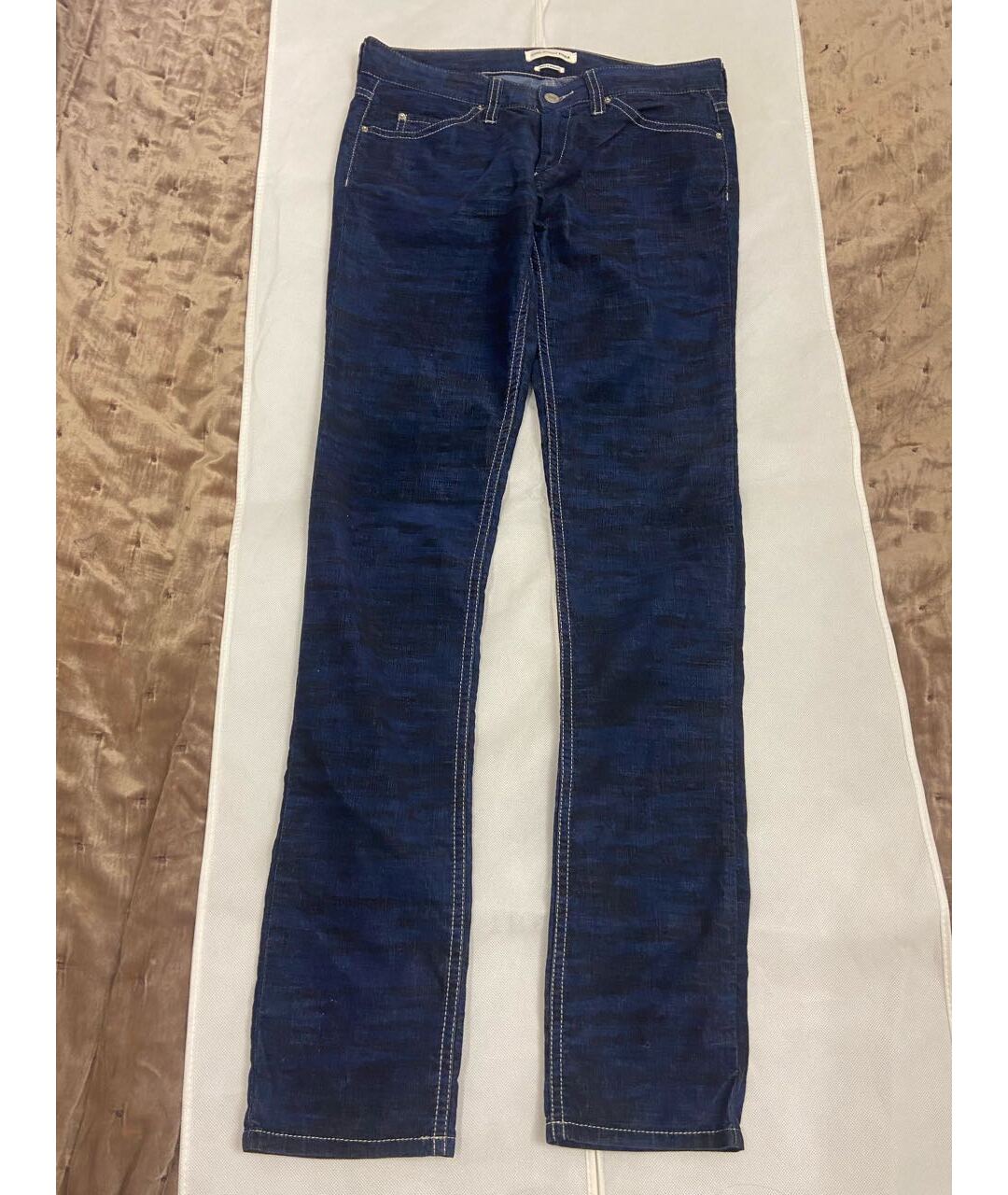 ISABEL MARANT ETOILE Темно-синие хлопко-полиэстеровые джинсы слим, фото 7