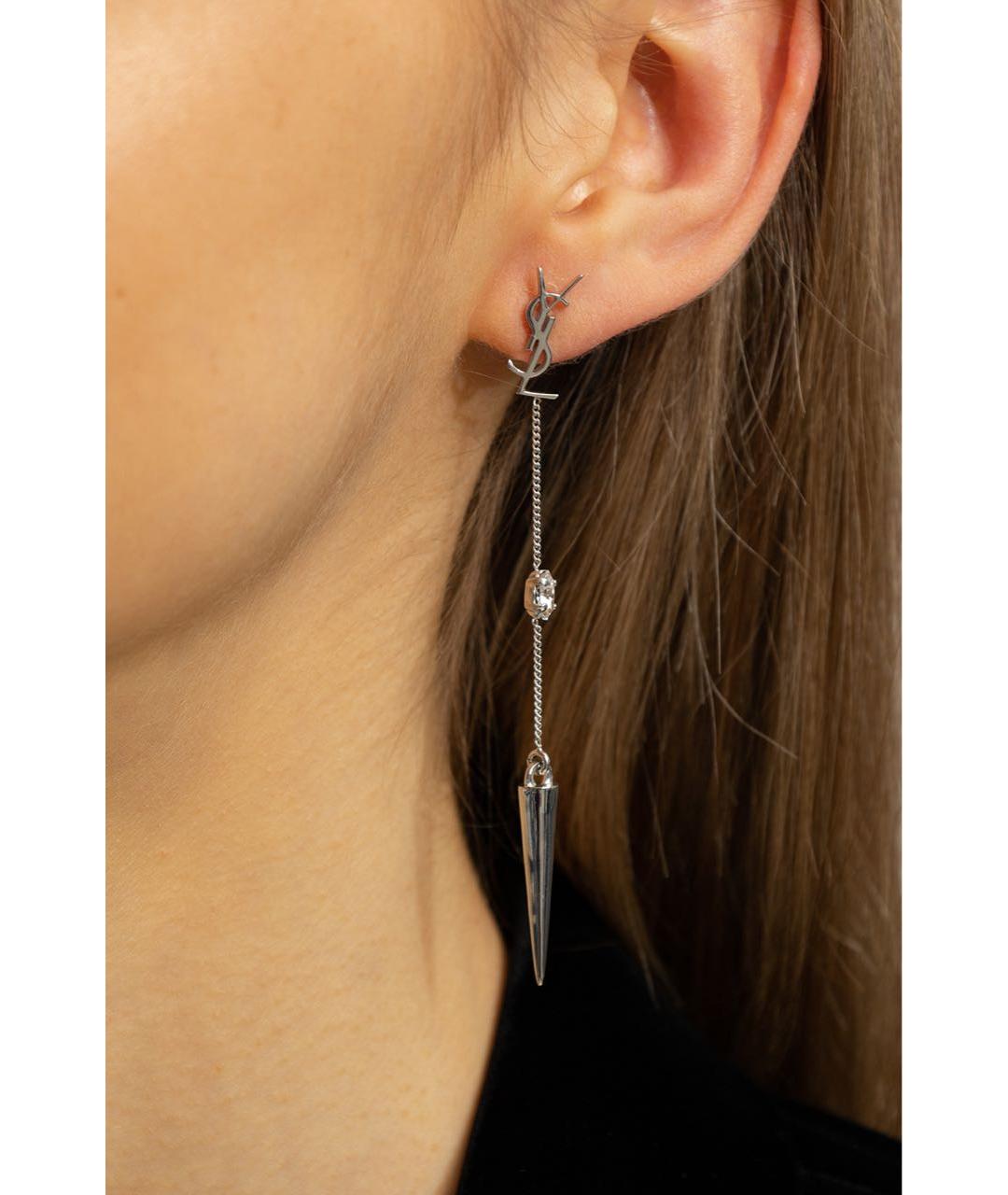 SAINT LAURENT Серебряные латунные серьги, фото 4