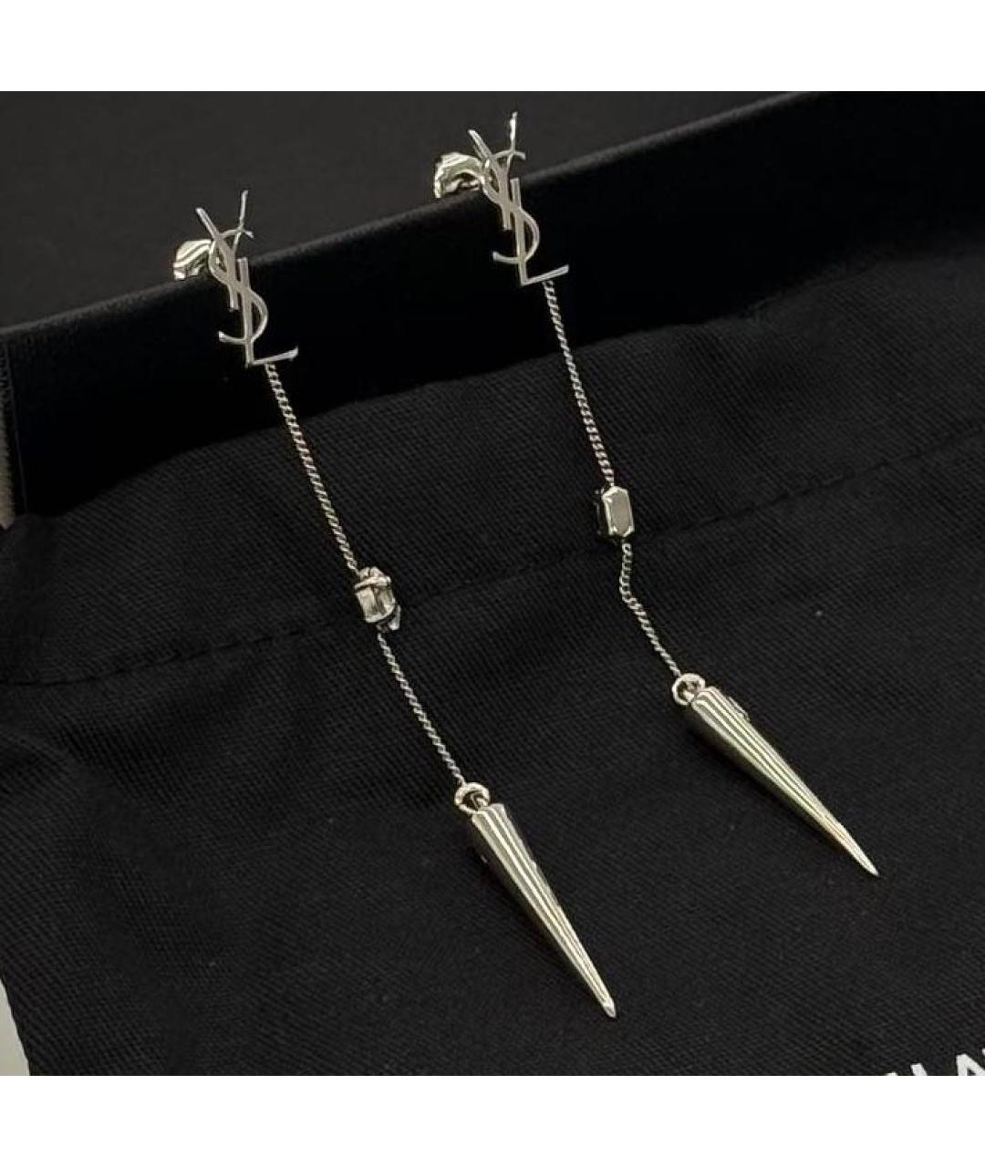 SAINT LAURENT Серебряные латунные серьги, фото 3