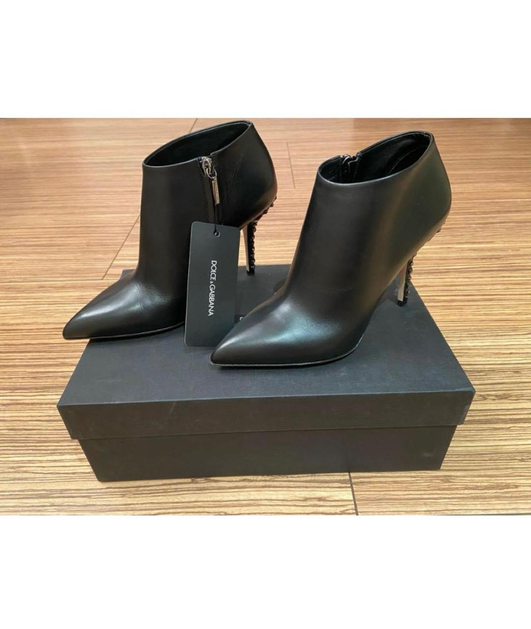 DOLCE&GABBANA Черные кожаные ботильоны, фото 3