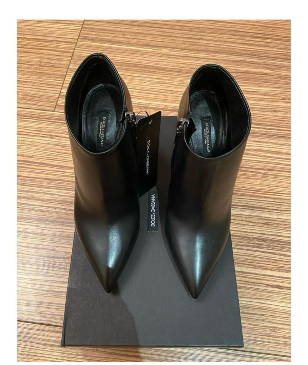 DOLCE&GABBANA Черные кожаные ботильоны, фото 2