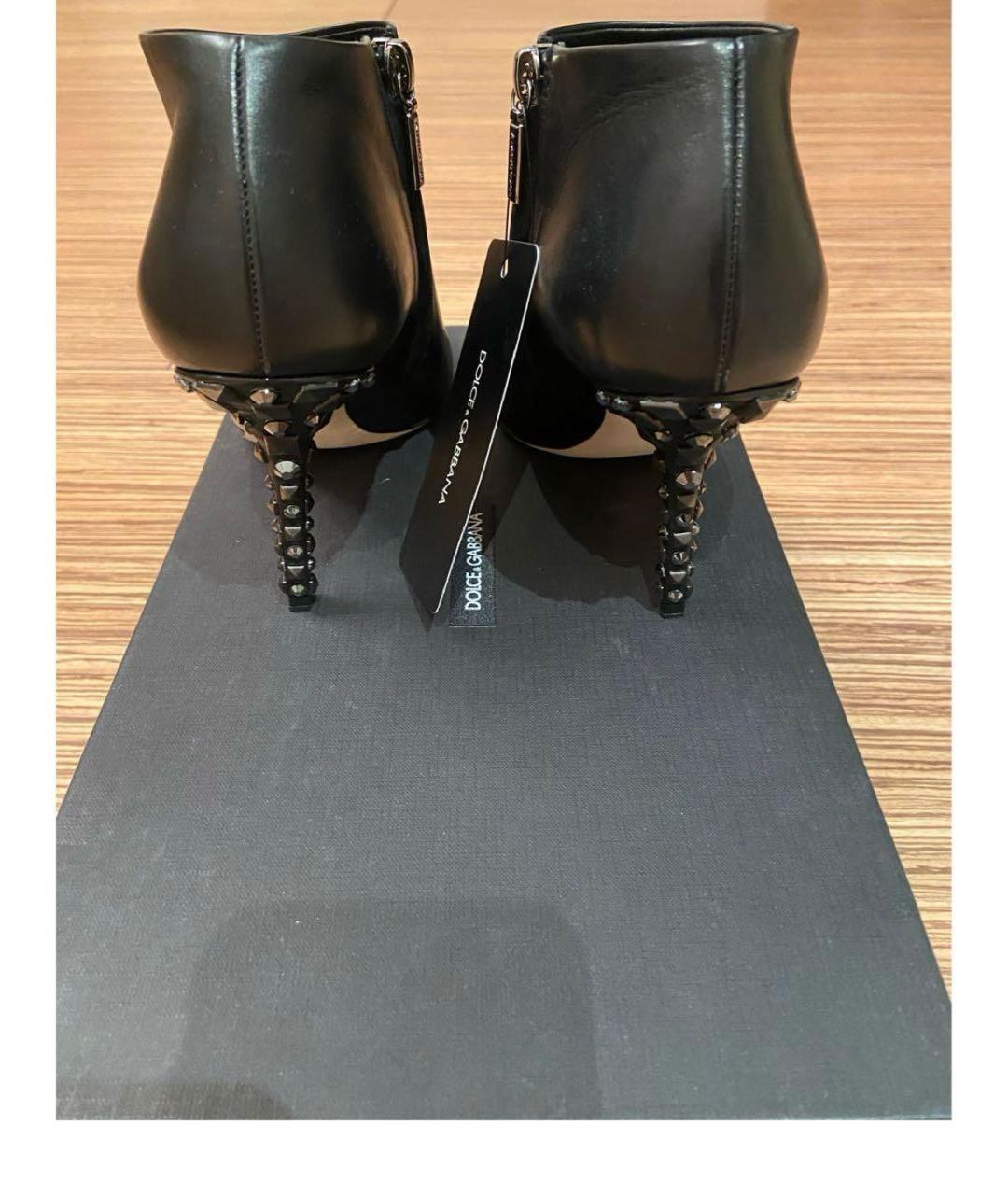 DOLCE&GABBANA Черные кожаные ботильоны, фото 4