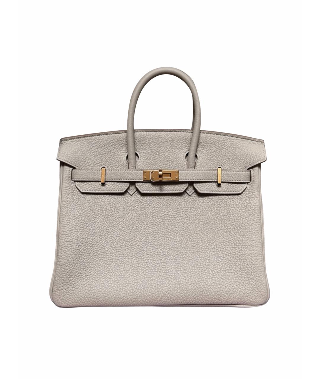 HERMES Серая кожаная сумка с короткими ручками, фото 1