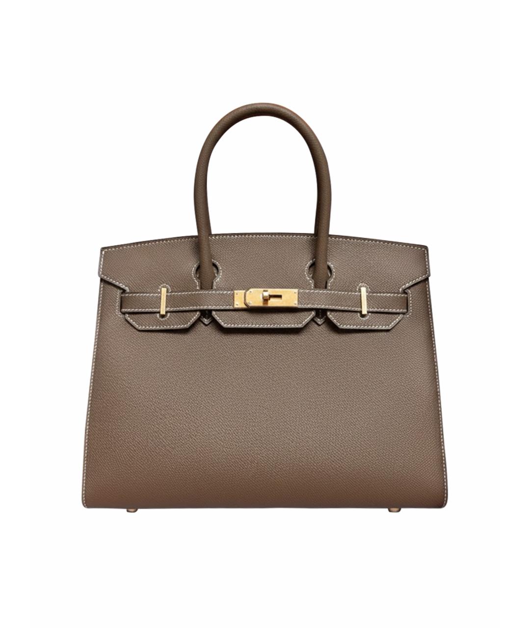HERMES Коричневая кожаная сумка с короткими ручками, фото 1