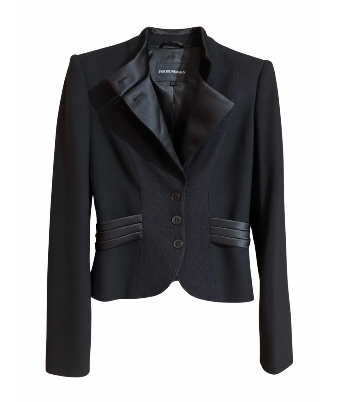 EMPORIO ARMANI Черный шерстяной жакет/пиджак, фото 1