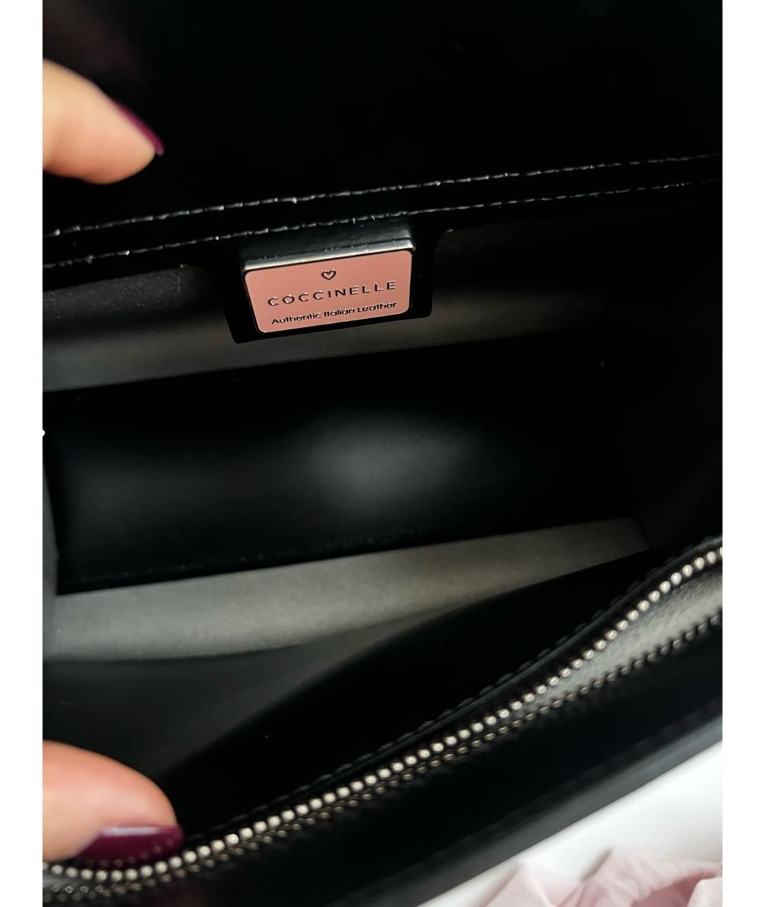 COCCINELLE Черная кожаная сумка с короткими ручками, фото 2