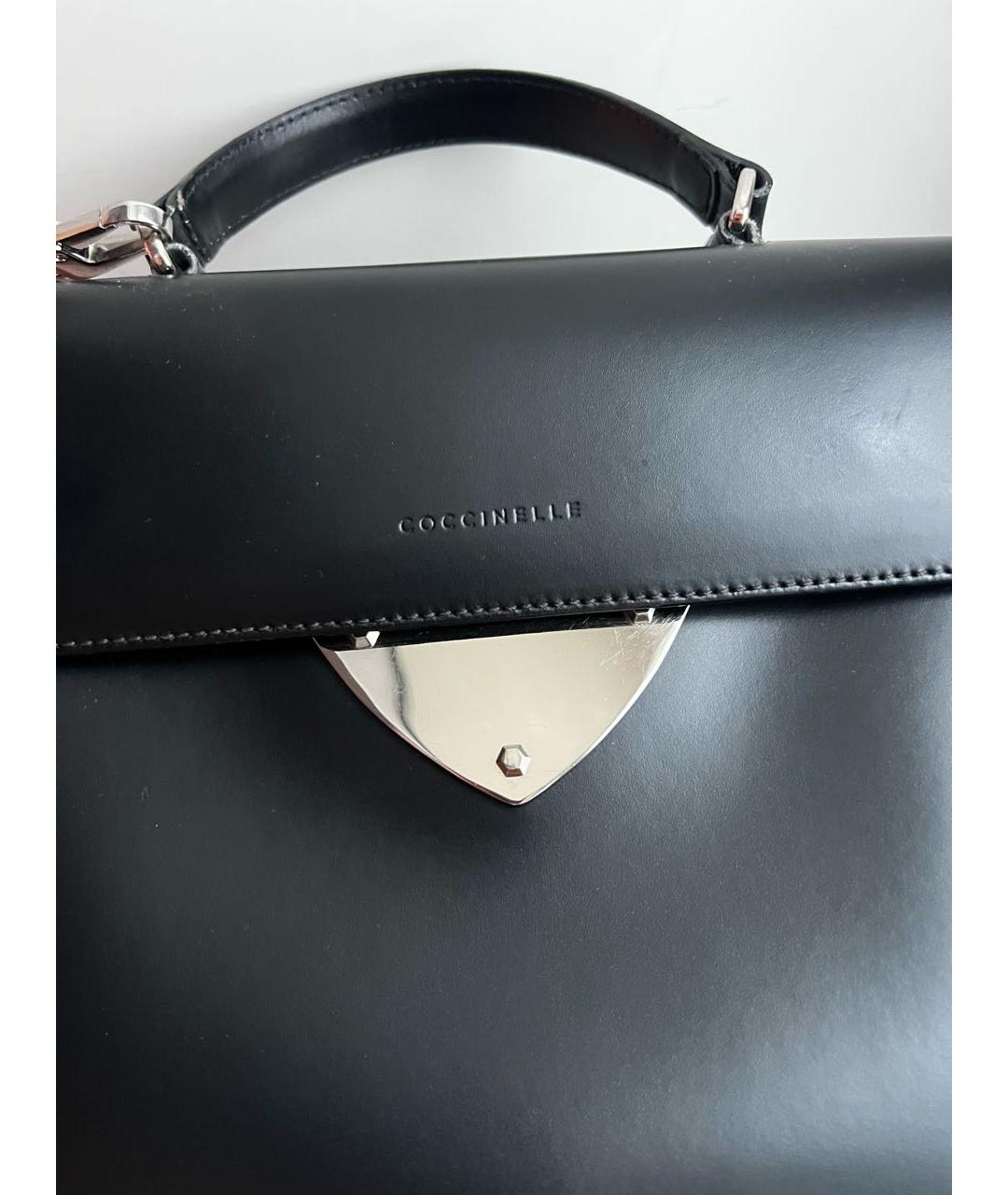 COCCINELLE Черная кожаная сумка с короткими ручками, фото 6