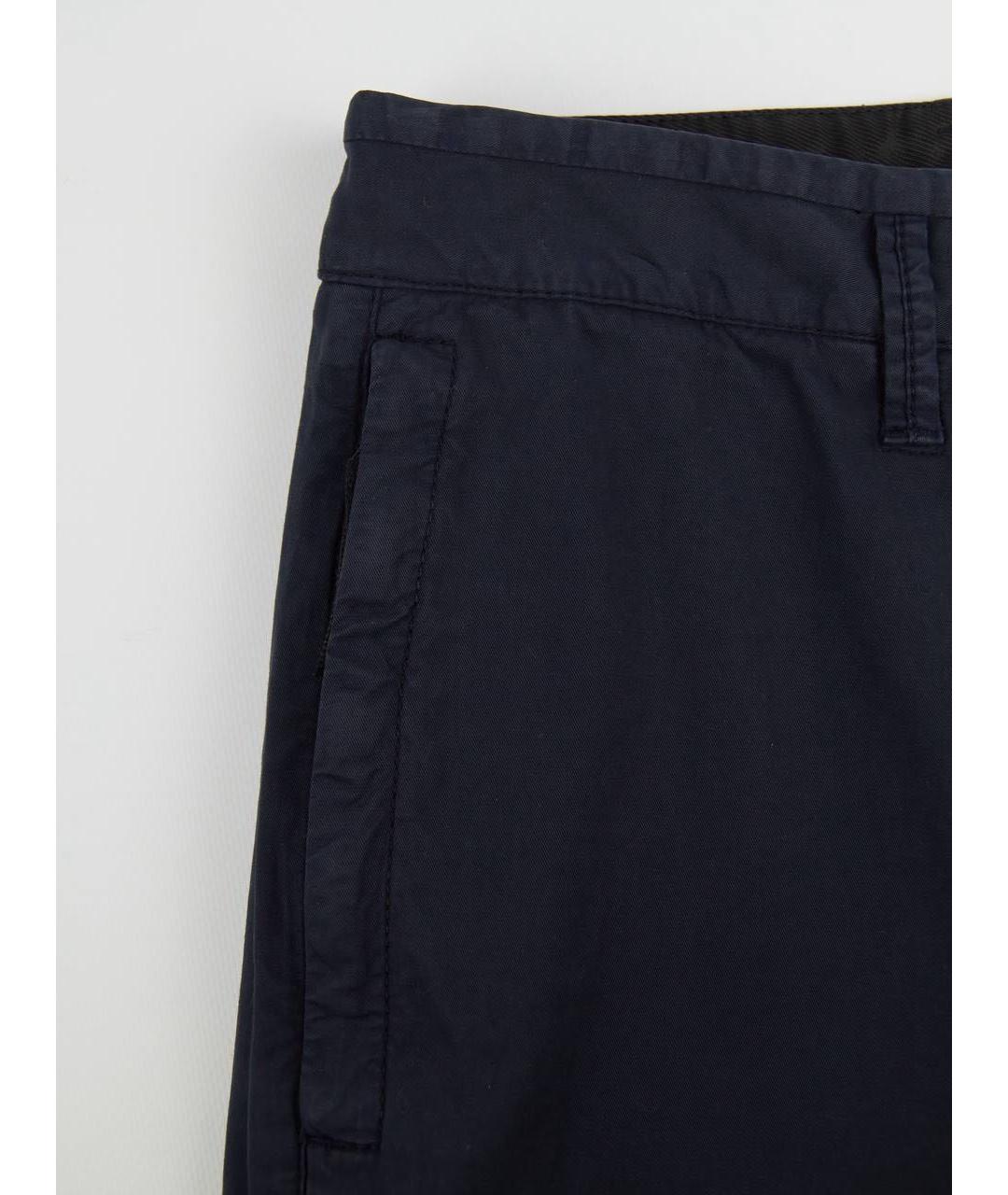 STONE ISLAND Темно-синие хлопко-эластановые повседневные брюки, фото 7