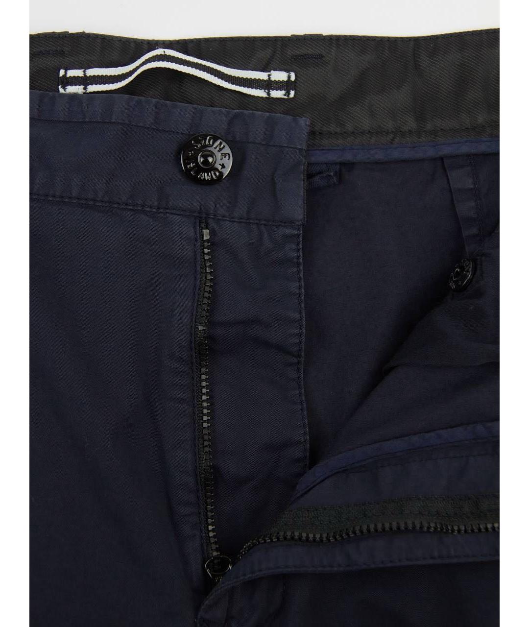 STONE ISLAND Темно-синие хлопко-эластановые повседневные брюки, фото 6