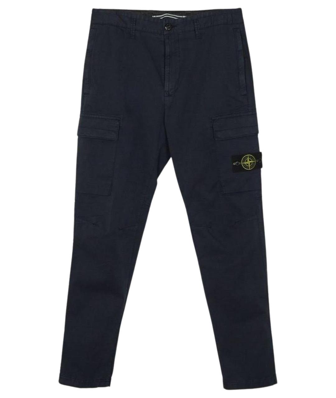 STONE ISLAND Темно-синие хлопко-эластановые повседневные брюки, фото 1