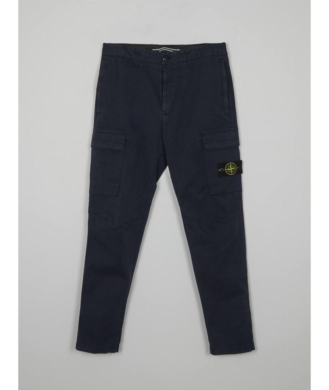 STONE ISLAND Темно-синие хлопко-эластановые повседневные брюки, фото 8