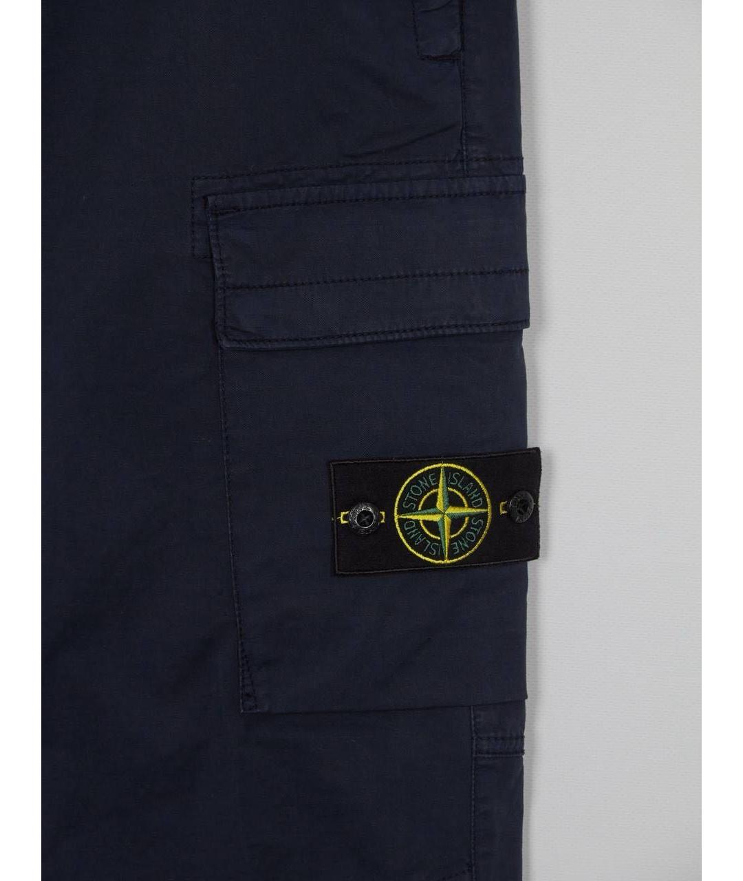 STONE ISLAND Темно-синие хлопко-эластановые повседневные брюки, фото 3
