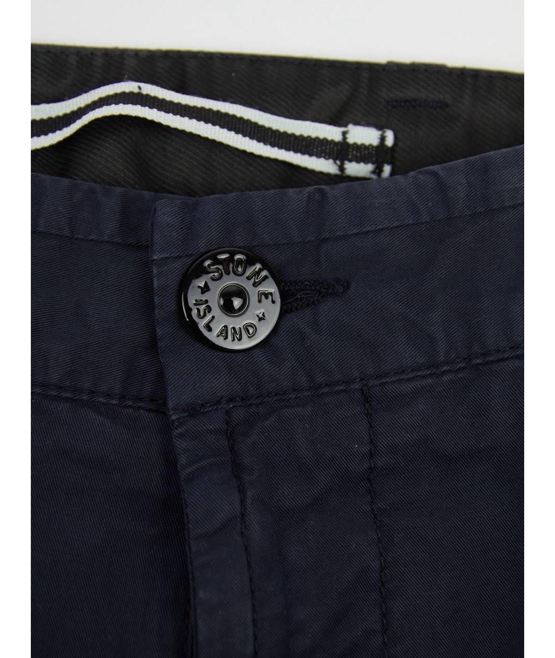 STONE ISLAND Темно-синие хлопко-эластановые повседневные брюки, фото 4