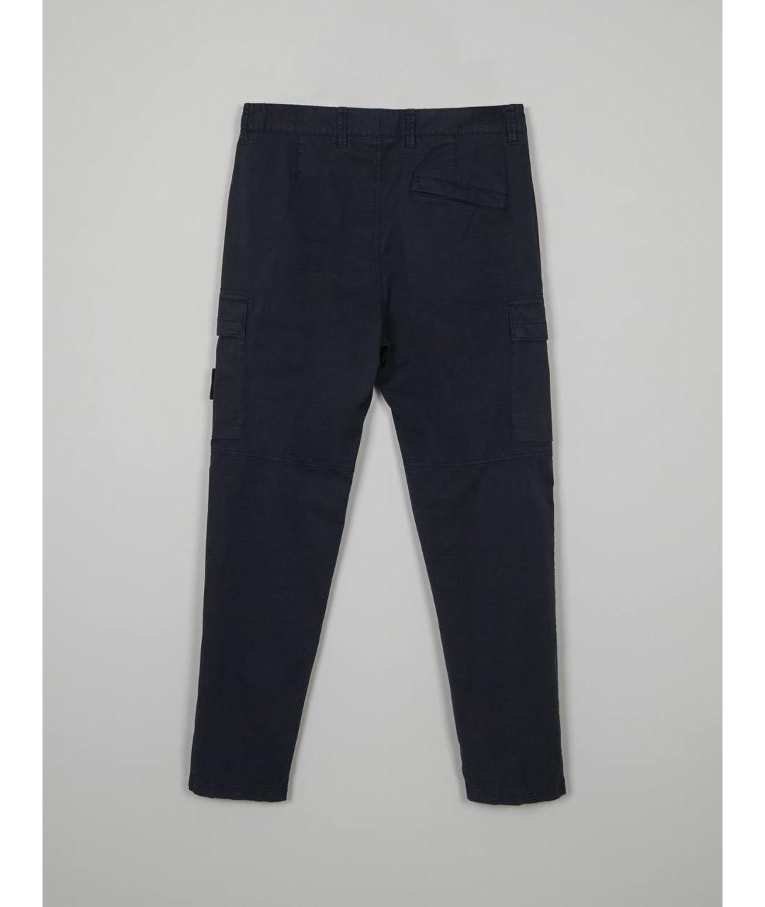 STONE ISLAND Темно-синие хлопко-эластановые повседневные брюки, фото 2