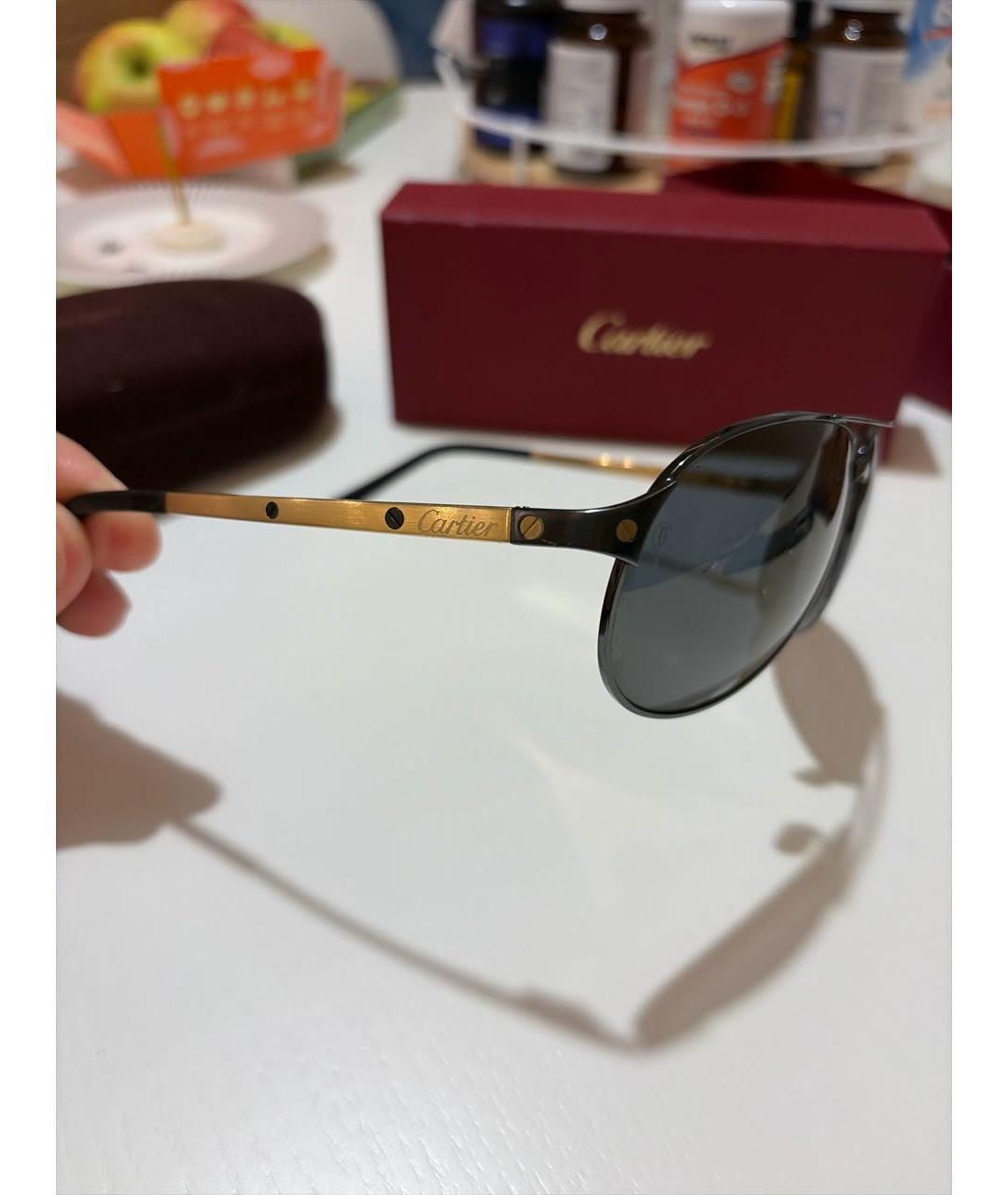 CARTIER Черные металлические солнцезащитные очки, фото 2