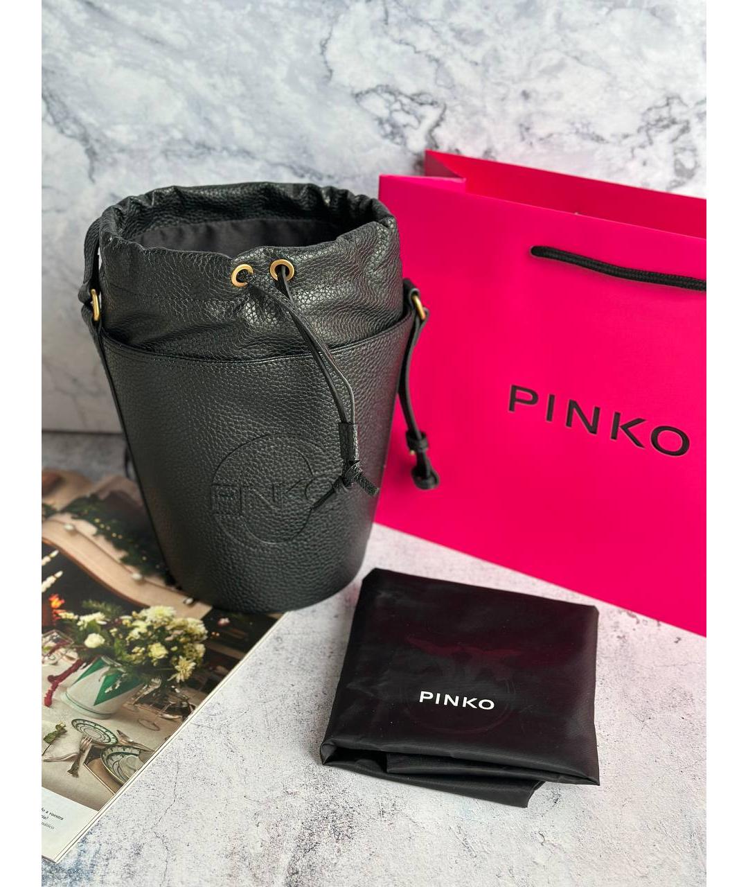 PINKO Черная кожаная сумка через плечо, фото 2