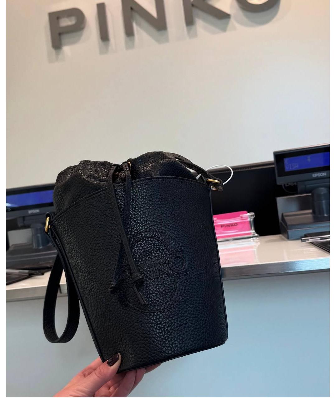PINKO Черная кожаная сумка через плечо, фото 7