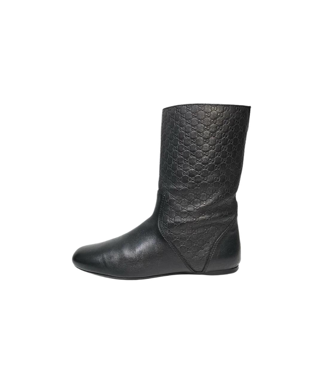 GUCCI Черные кожаные сапоги, фото 9