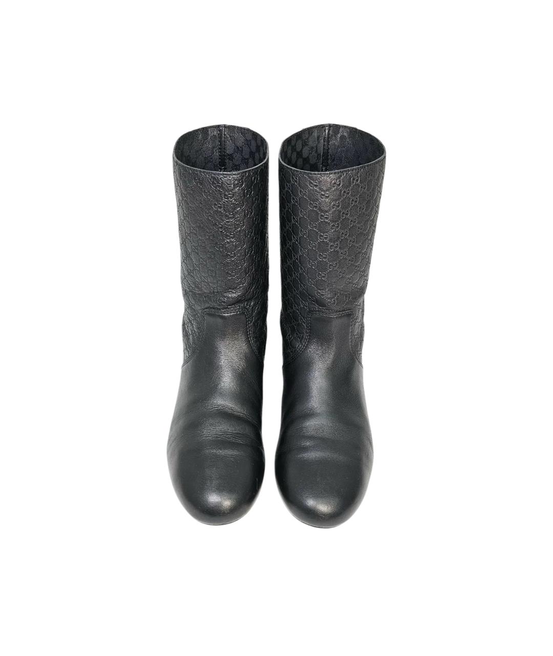 GUCCI Черные кожаные сапоги, фото 2
