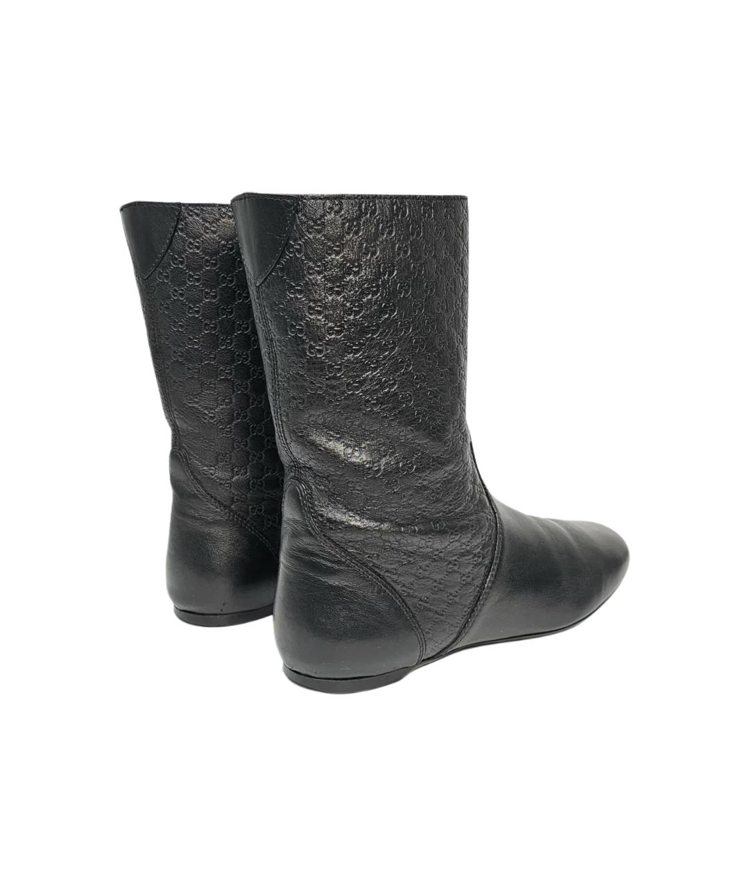 GUCCI Черные кожаные сапоги, фото 4