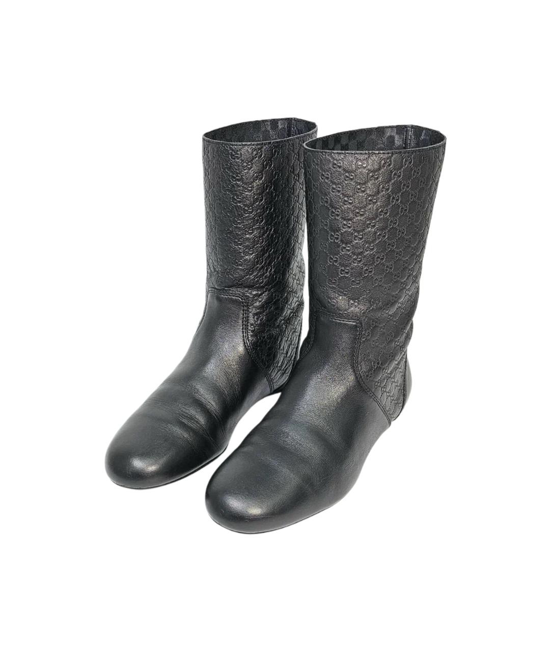 GUCCI Черные кожаные сапоги, фото 3