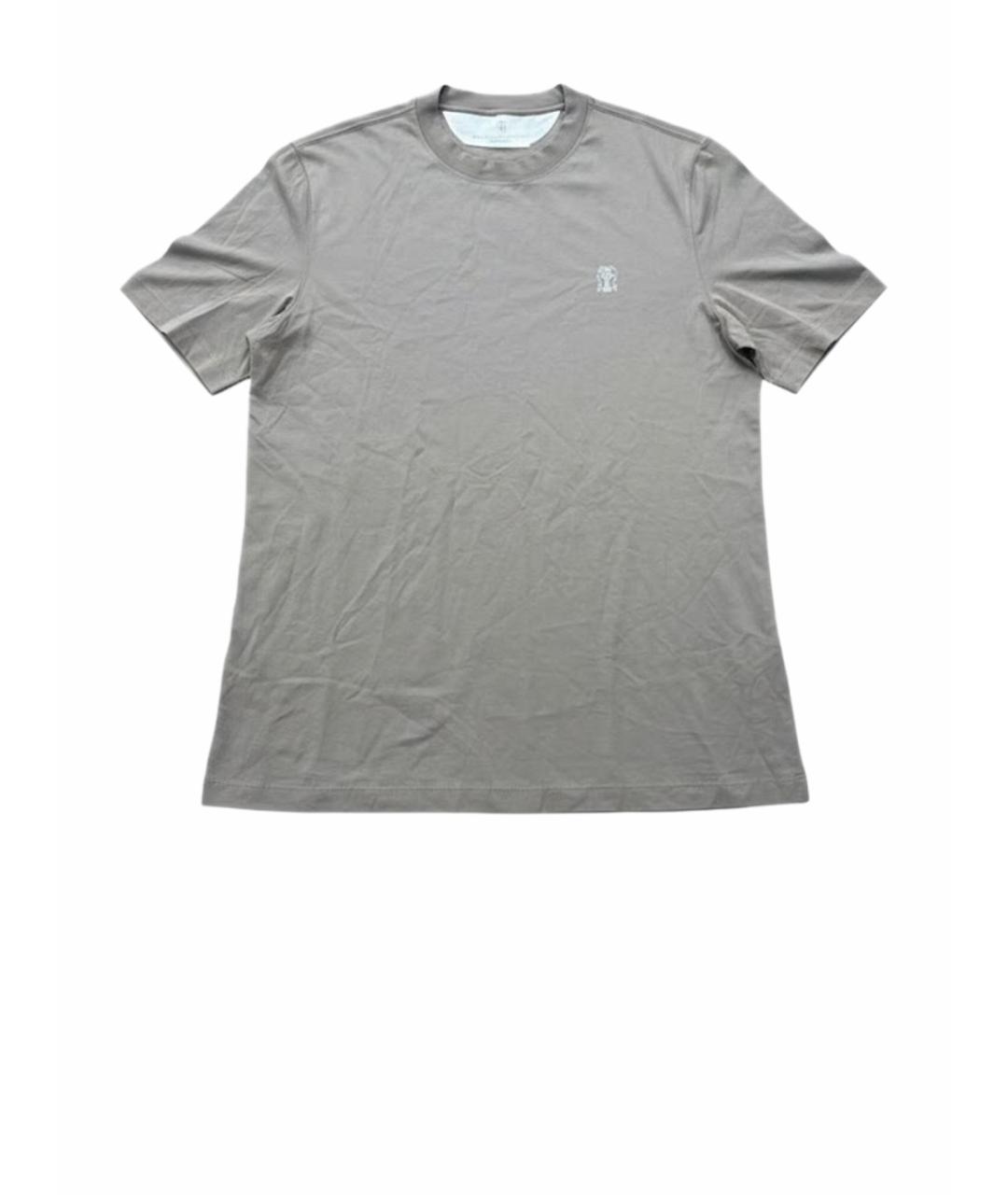 BRUNELLO CUCINELLI Бежевая хлопковая футболка, фото 1