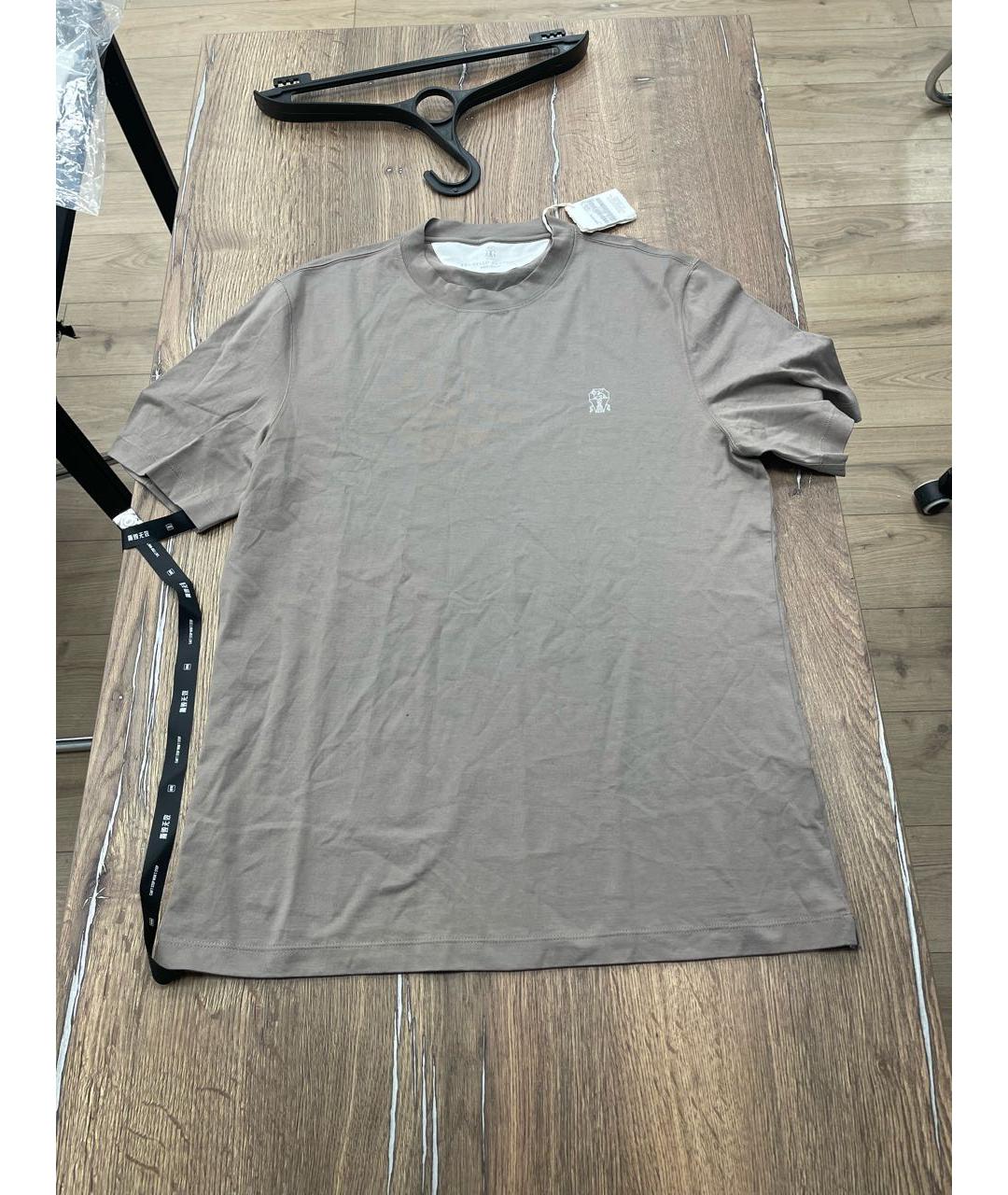 BRUNELLO CUCINELLI Бежевая хлопковая футболка, фото 5