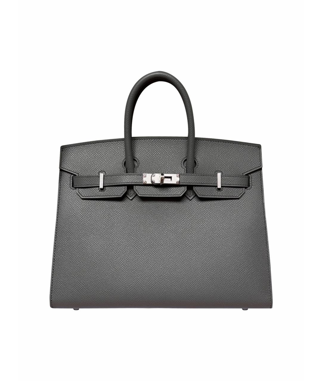 HERMES Серая кожаная сумка с короткими ручками, фото 1
