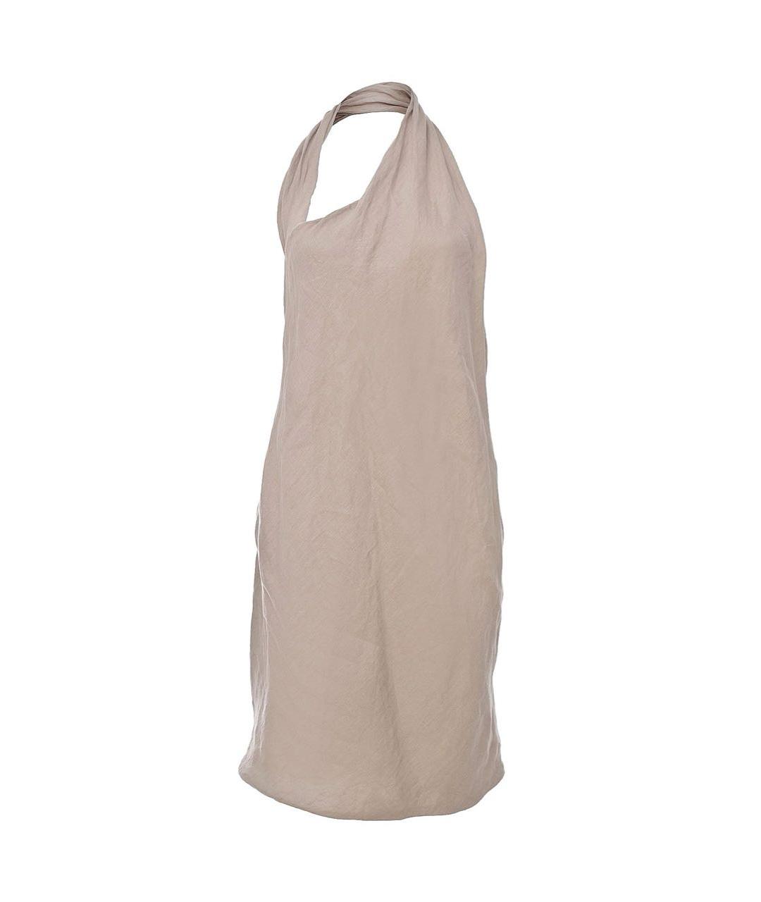 LIVIANA CONTI Бежевое льняное повседневное платье, фото 1