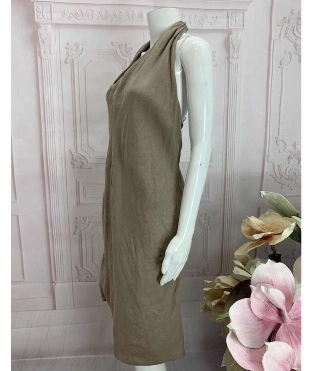 LIVIANA CONTI Бежевое льняное повседневное платье, фото 8