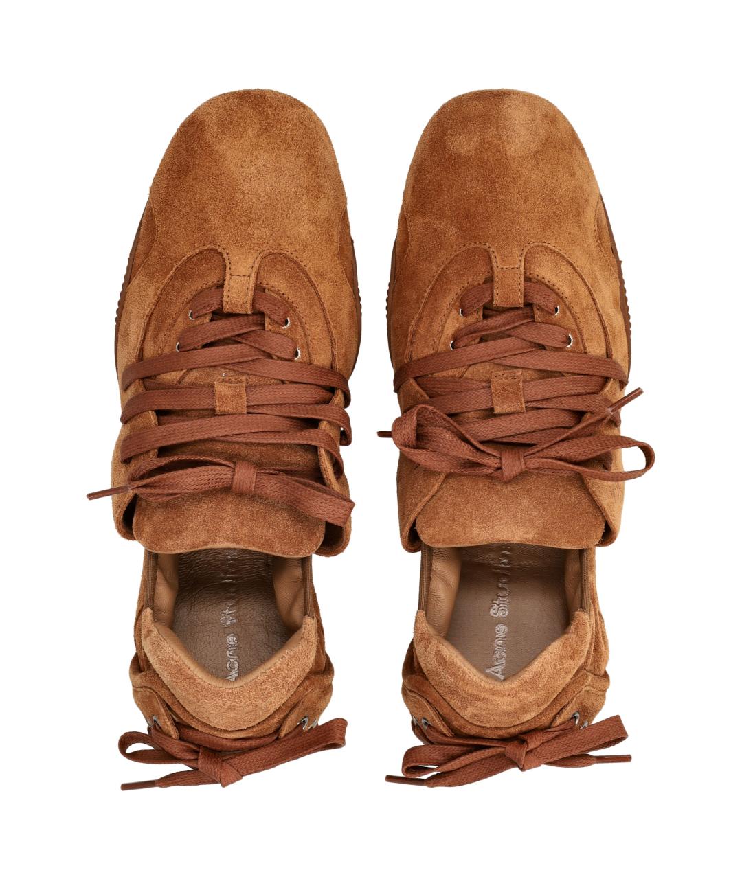 ACNE STUDIOS Коричневые замшевые низкие кроссовки / кеды, фото 2