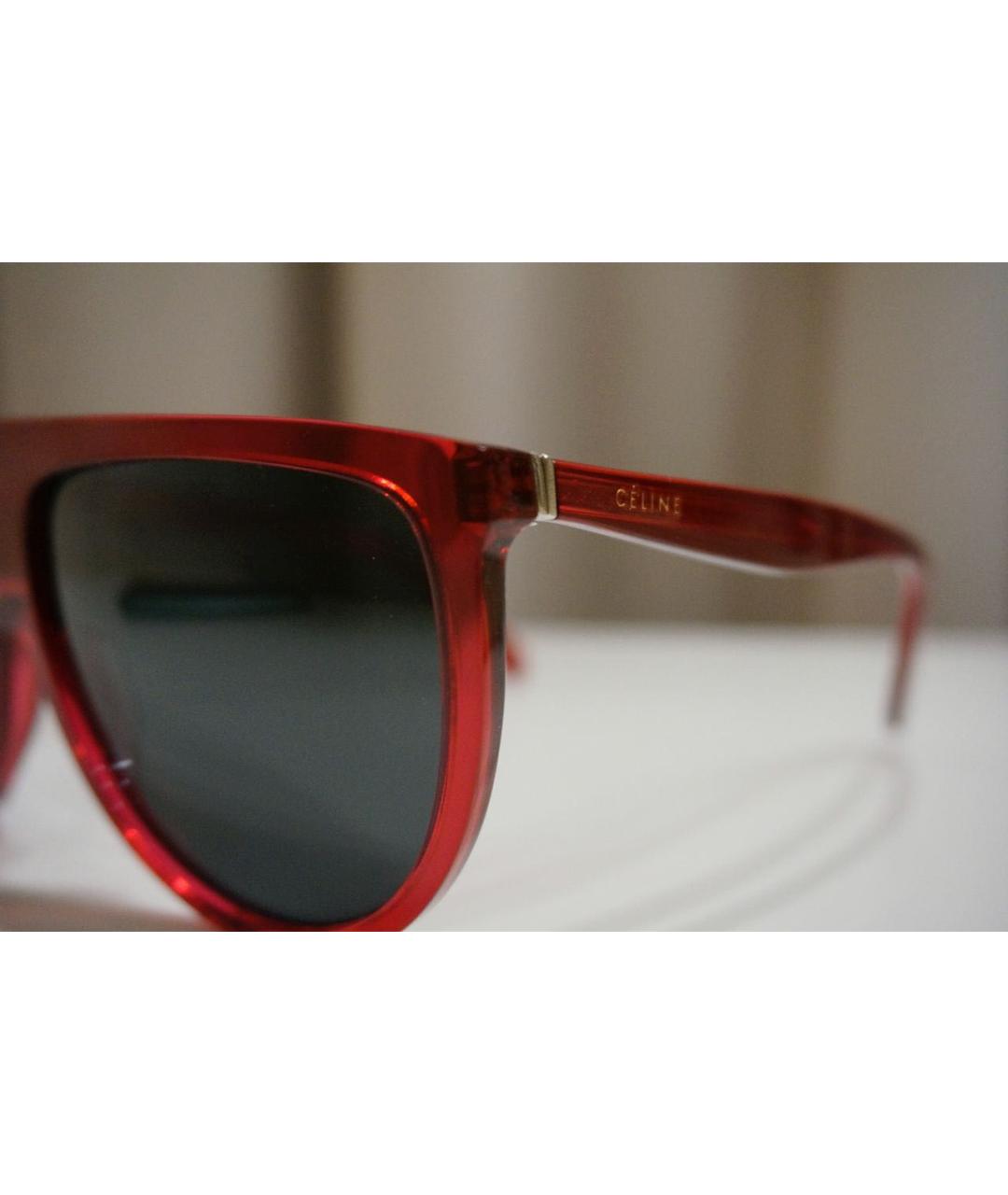 CELINE Бордовые пластиковые солнцезащитные очки, фото 3