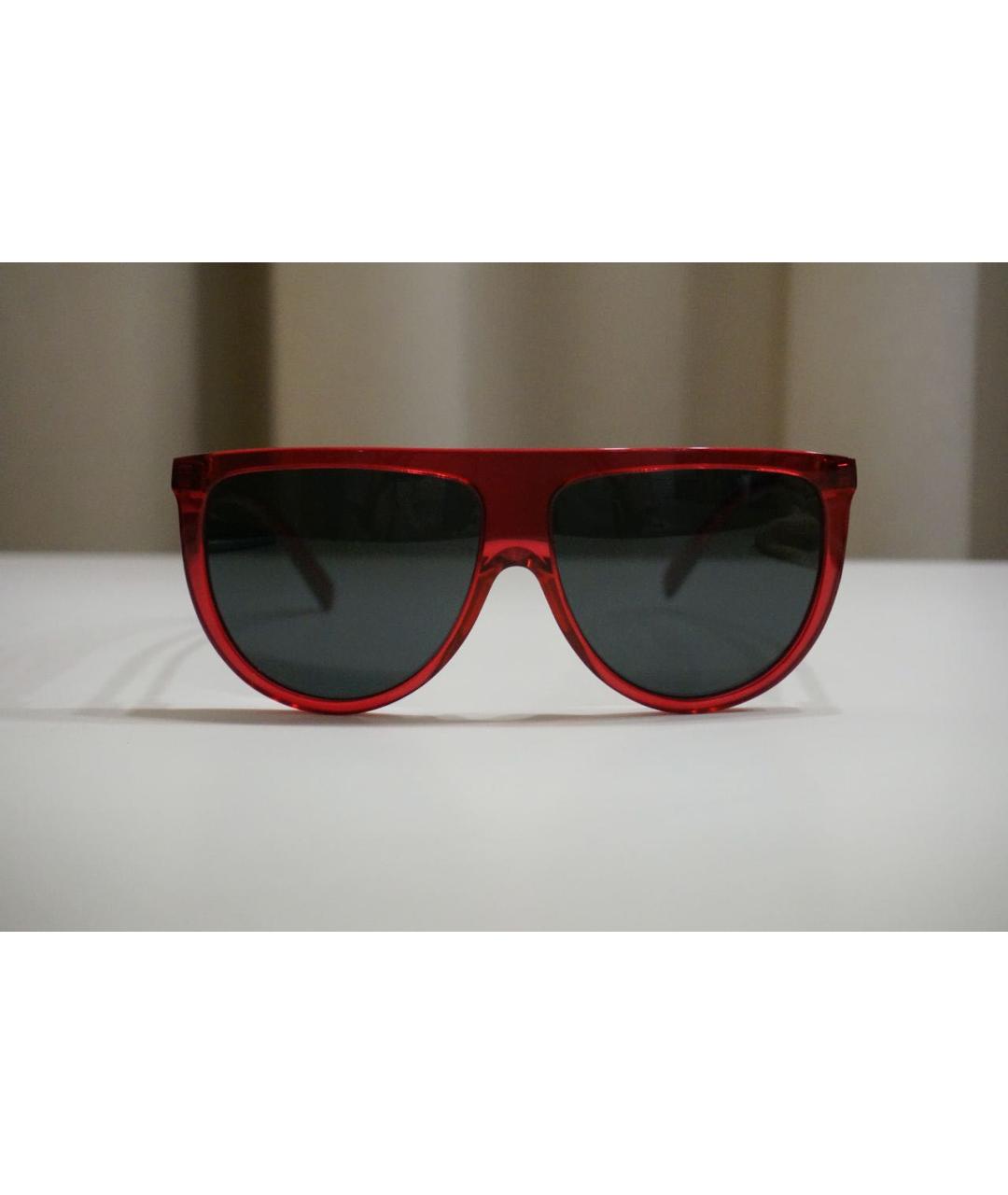 CELINE Бордовые пластиковые солнцезащитные очки, фото 7