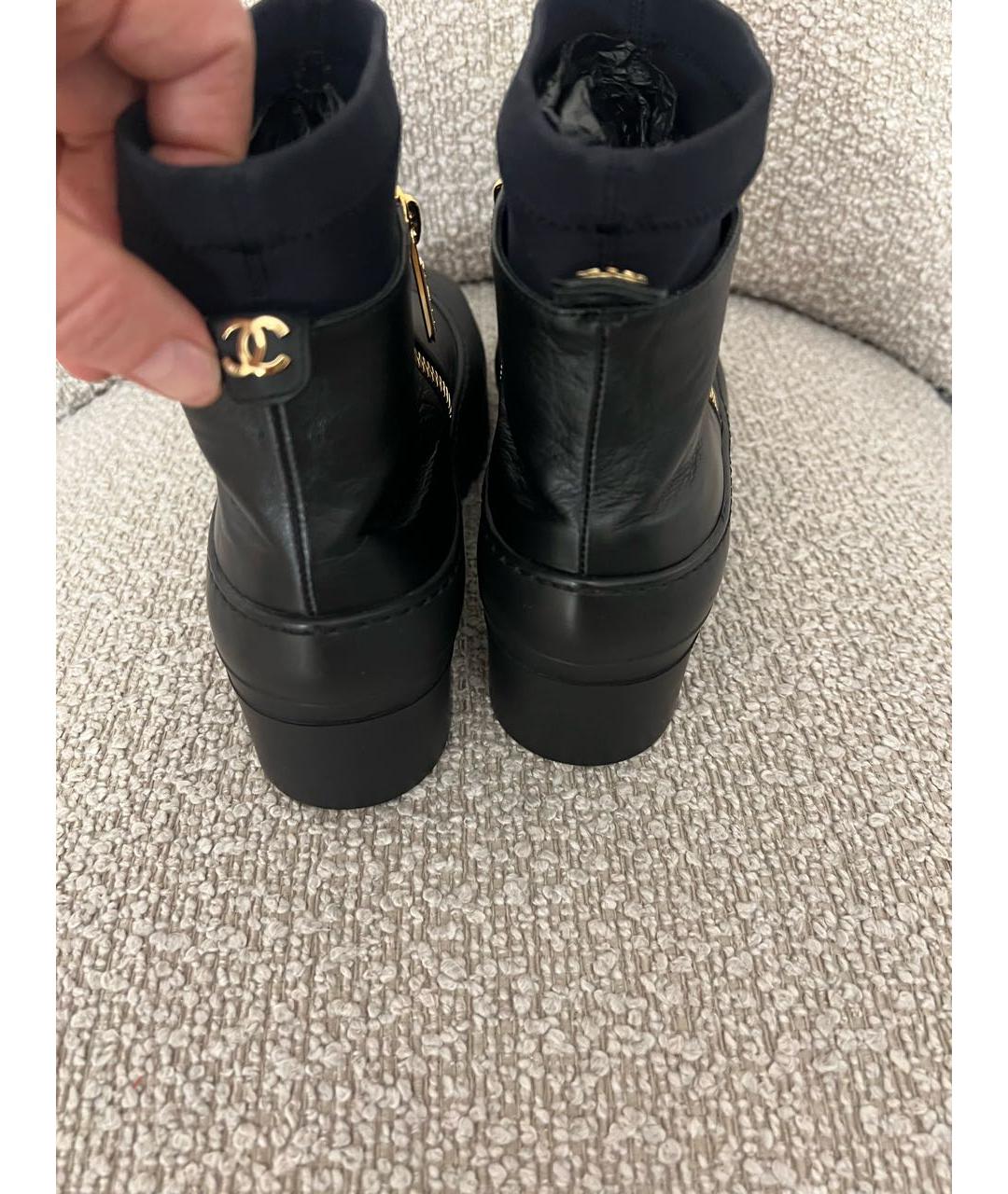 CHANEL Черные кожаные полусапоги, фото 4