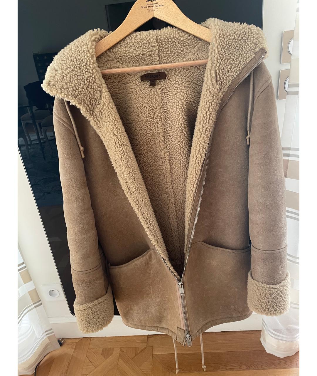 YEEZY Бежевая кожаная парка, фото 2