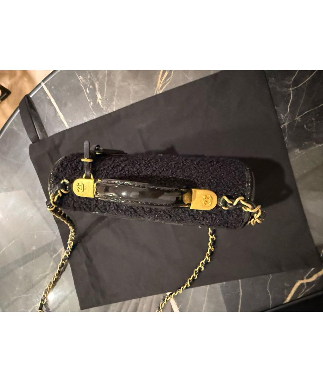 CHANEL Черная твидовая сумка через плечо, фото 3