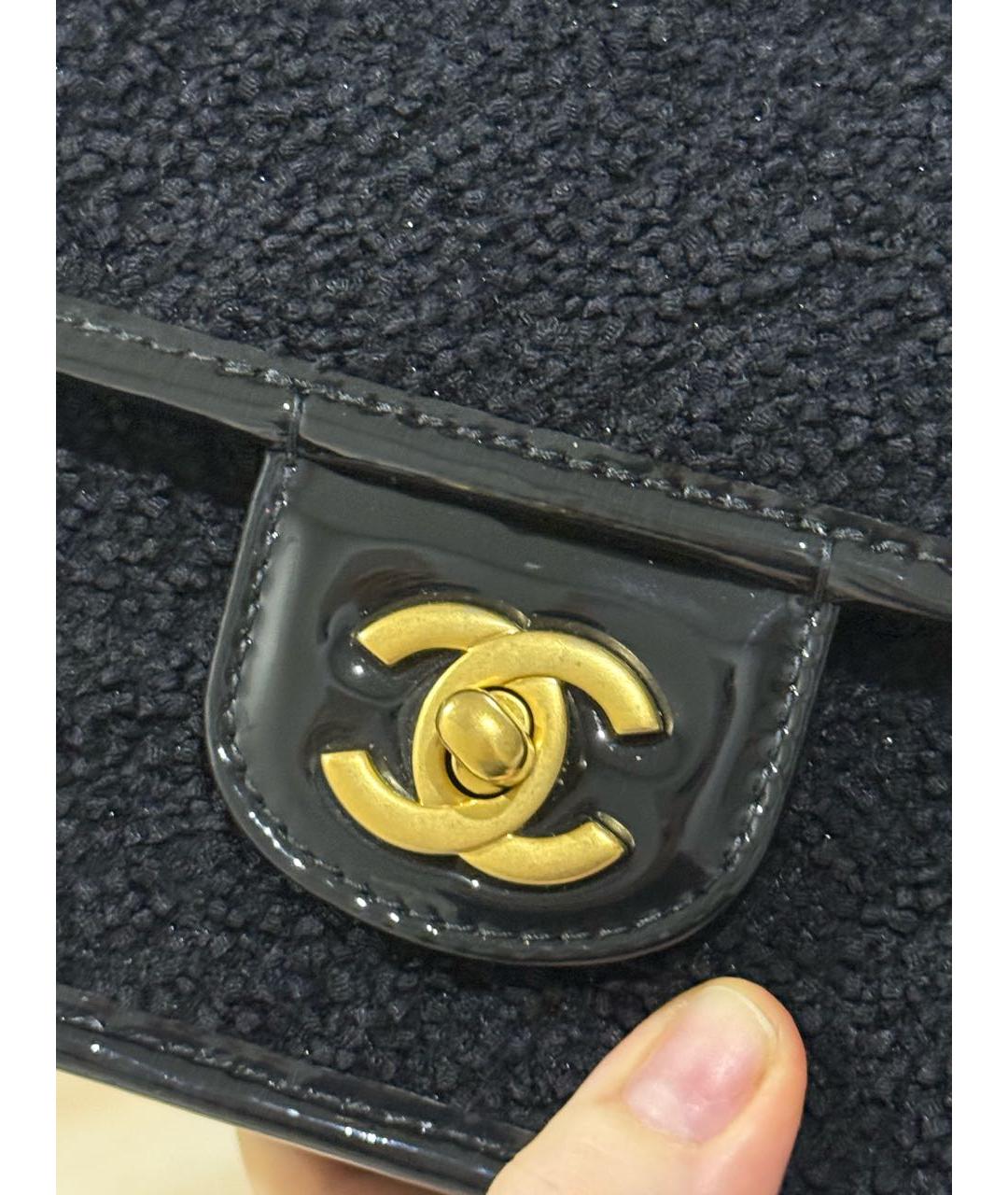 CHANEL Черная твидовая сумка через плечо, фото 6