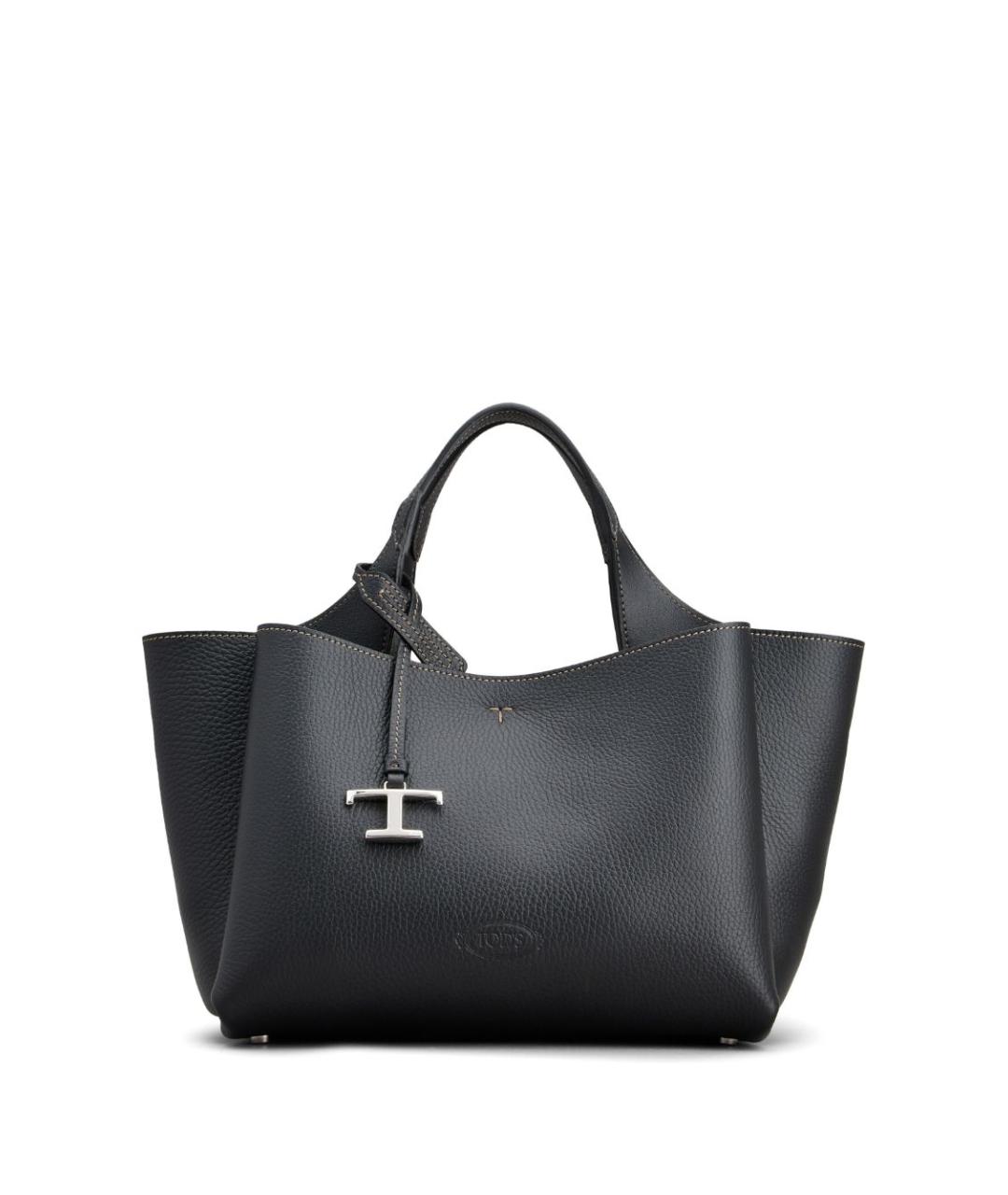 TOD'S Черная кожаная сумка тоут, фото 1