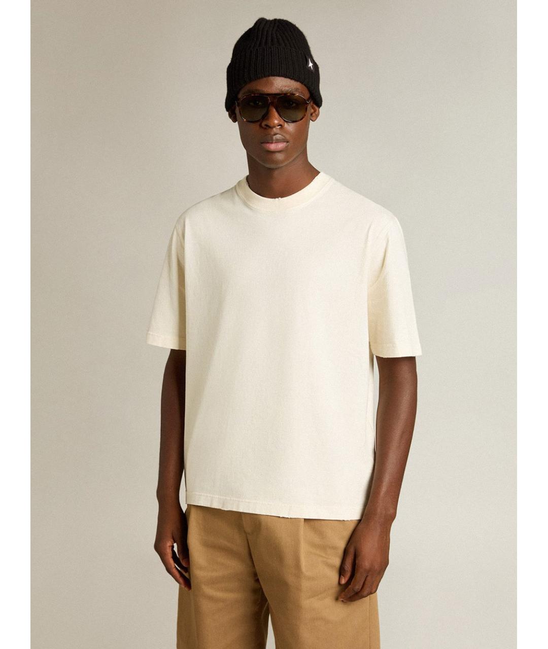 GOLDEN GOOSE DELUXE BRAND Бежевая хлопковая футболка, фото 3