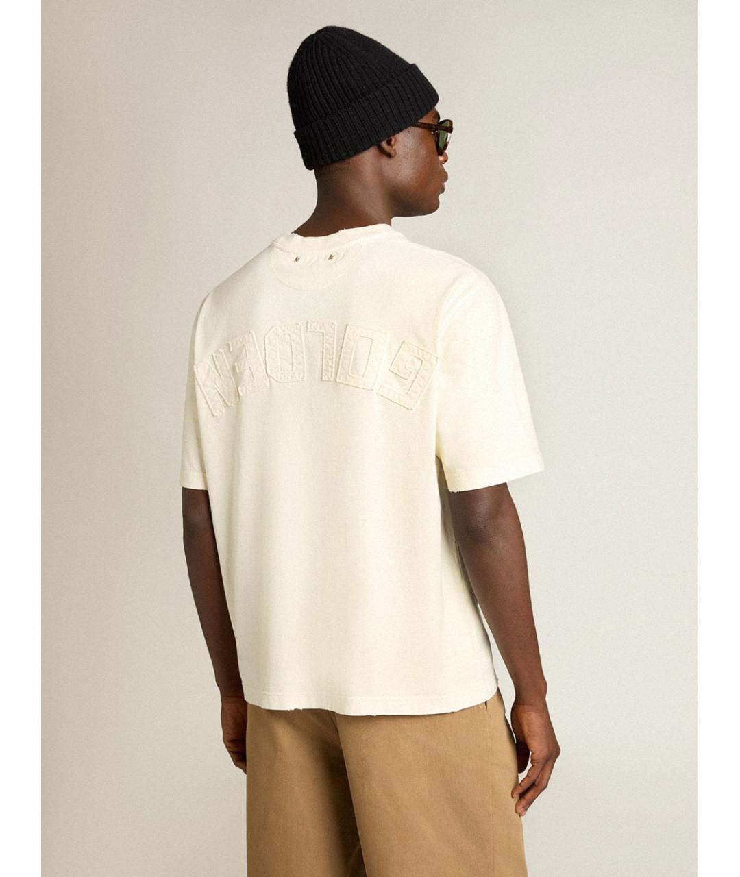GOLDEN GOOSE DELUXE BRAND Бежевая хлопковая футболка, фото 4